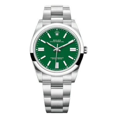 Rolex Oyster Perpetual 124300-0005 Green Index Dial Smooth Bezel 41Mm Stainless Steel Men’S Watch