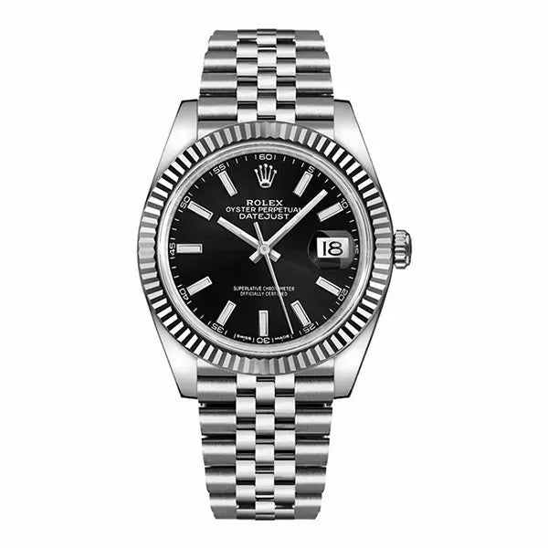 Rolex Datejust 126334-0018 Black Index Dial White Gold Fluted Bezel 41mm Oystersteel Jubilee Bracelet Men’S Watch