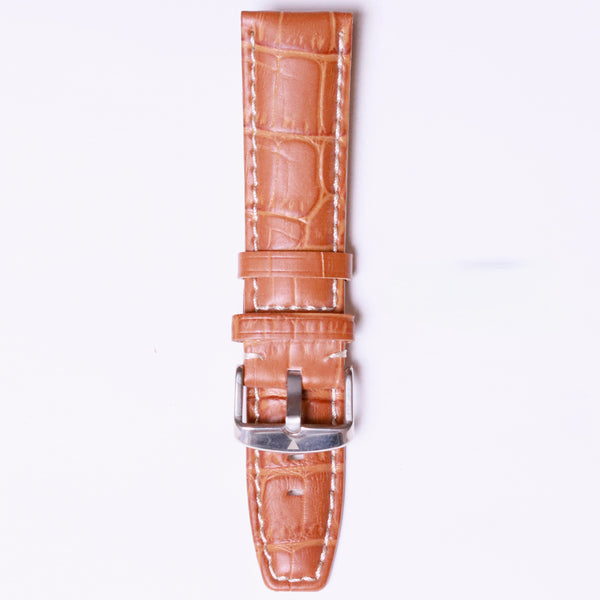 Ice ball antibacterial leather 22mm Brown Havana with white silk - Azzam Watches 