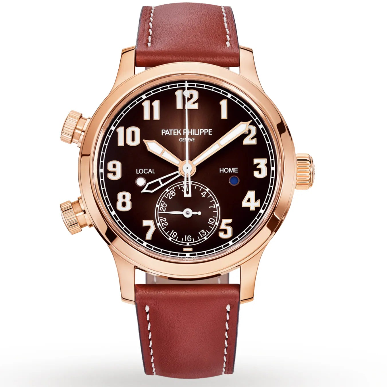 Patek Philippe Complications Calatrava 7234R-001 Pilot Travel Time 37.5 Mm Black-Brown Dial 18K Rose Gold Ladies Watch