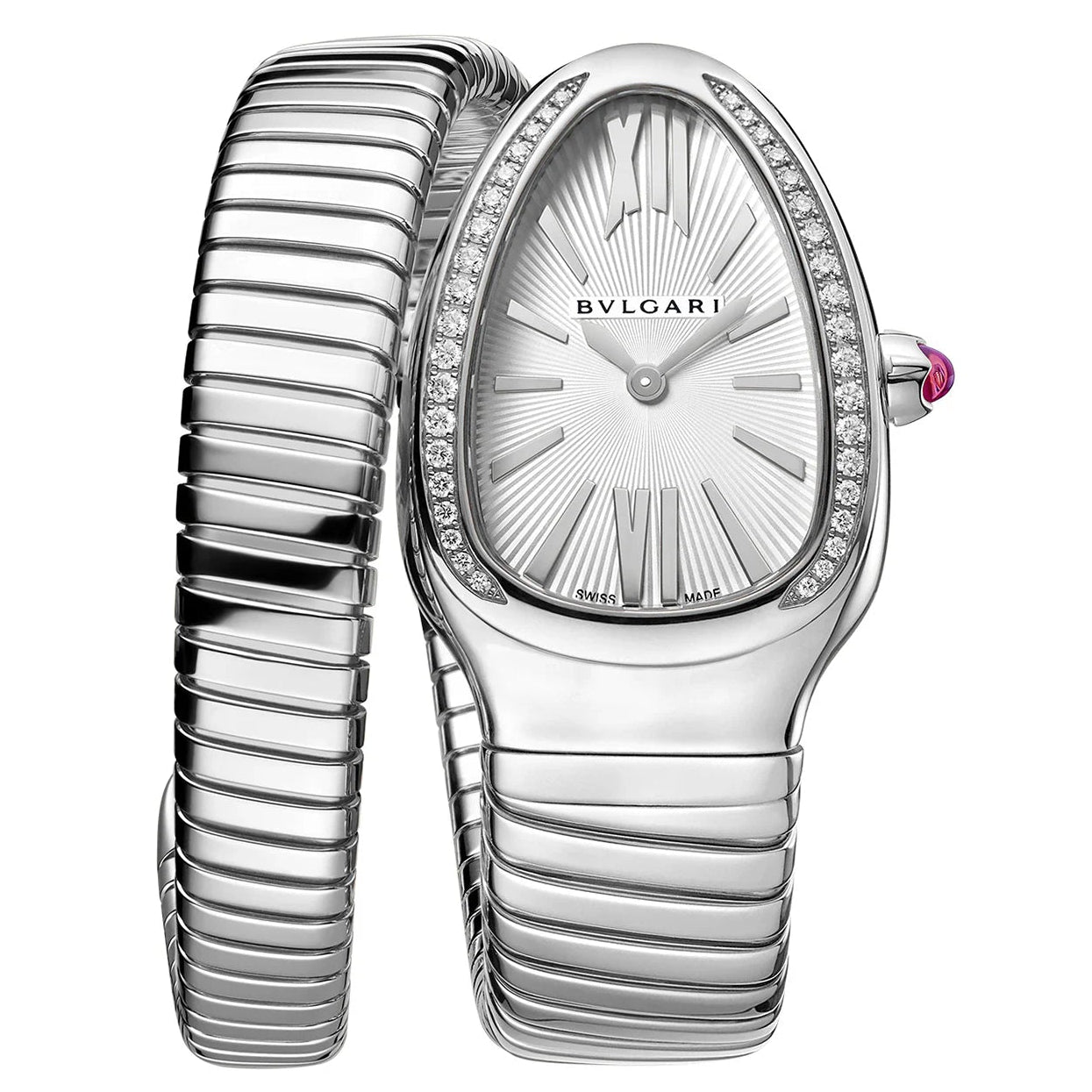 Bvlgari Serpenti 101816 Stainless Steel Silver Dial 35mm Ladies Watch