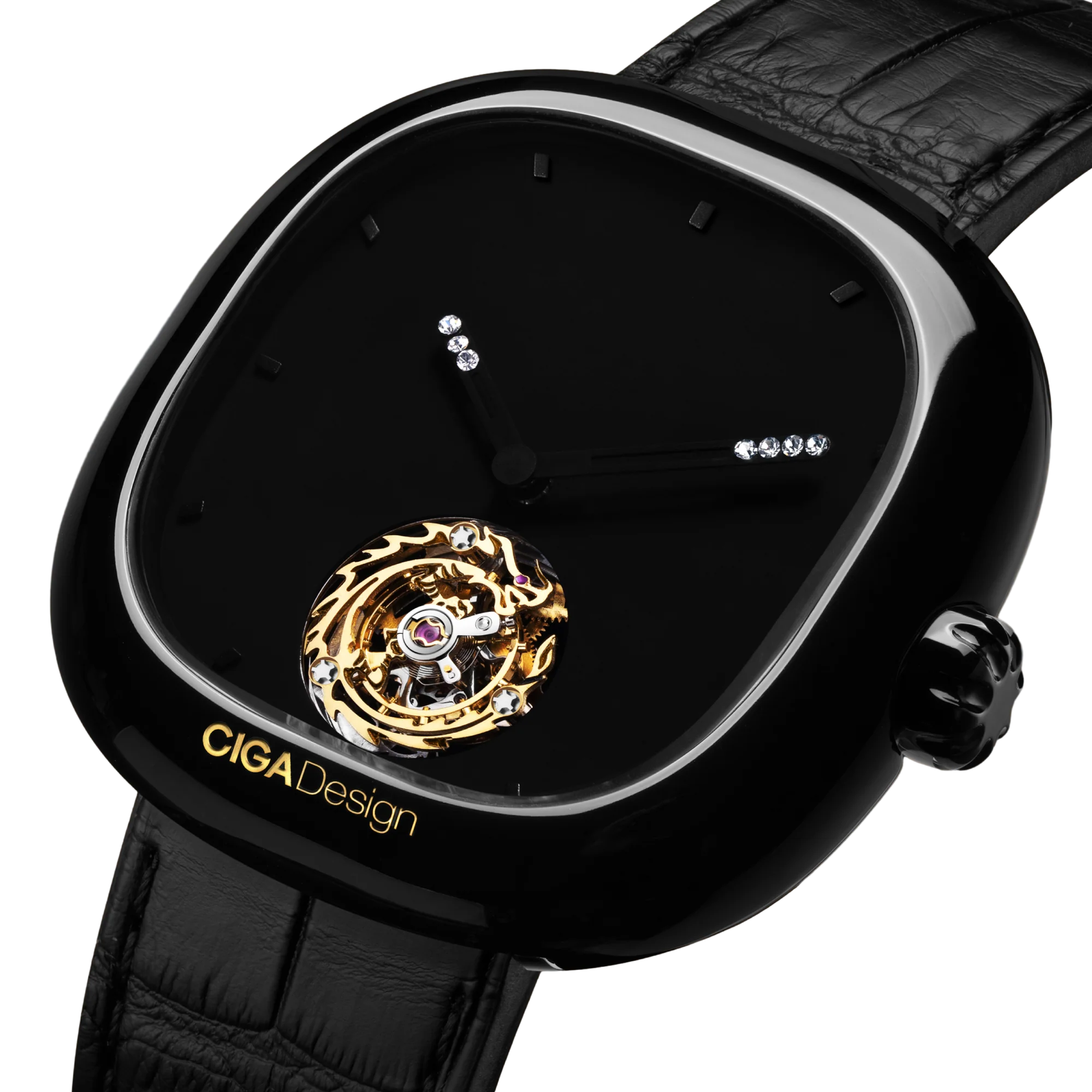 CIGA design MECHANICAL WATCH TOURBILLON CHINESE ZODIAC YEAR OF THE DRAGON Super Black