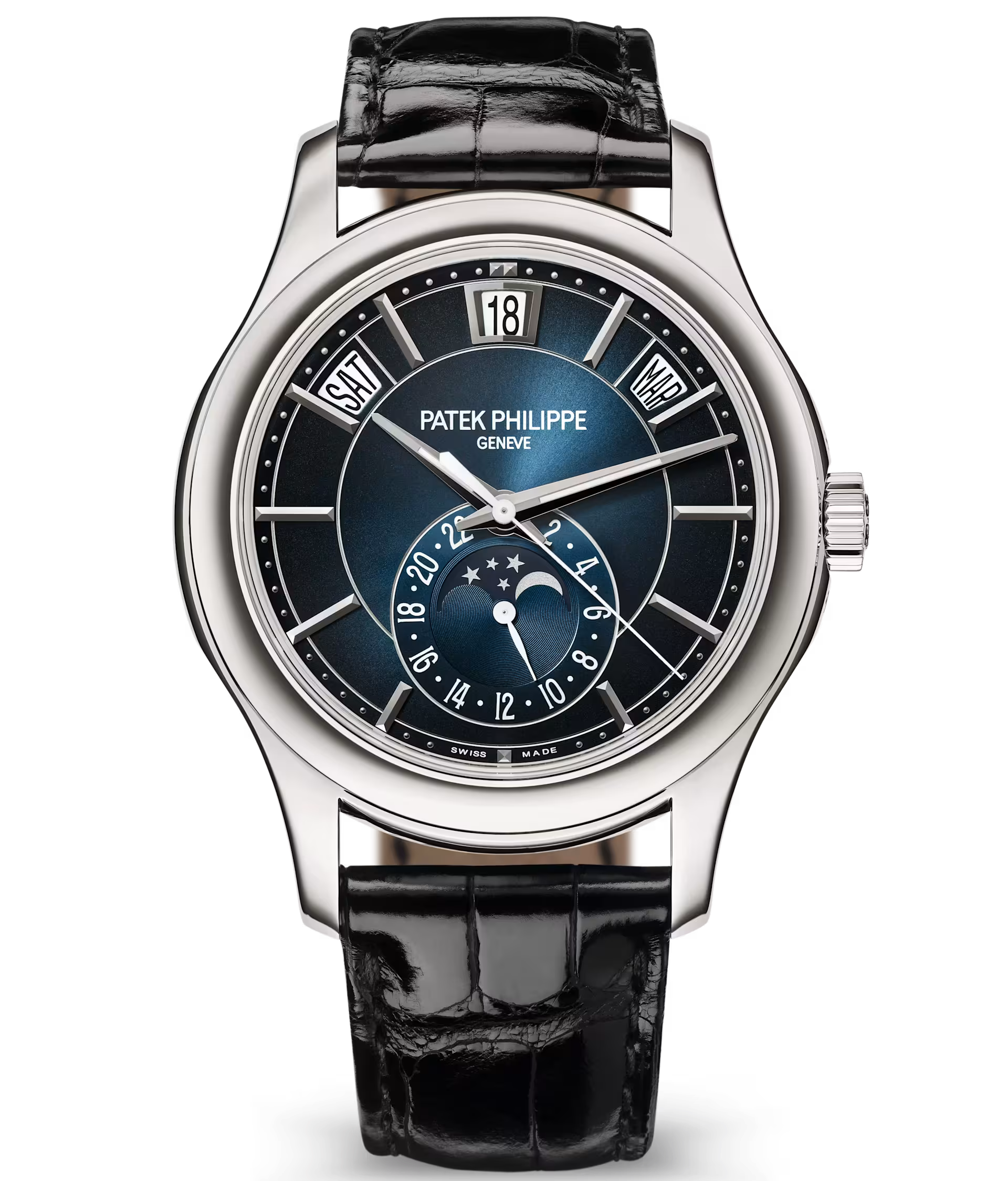 Patek Philippe Complications 5205G-013 Annual Calendar Moonphase18K White Gold Men’S Watch