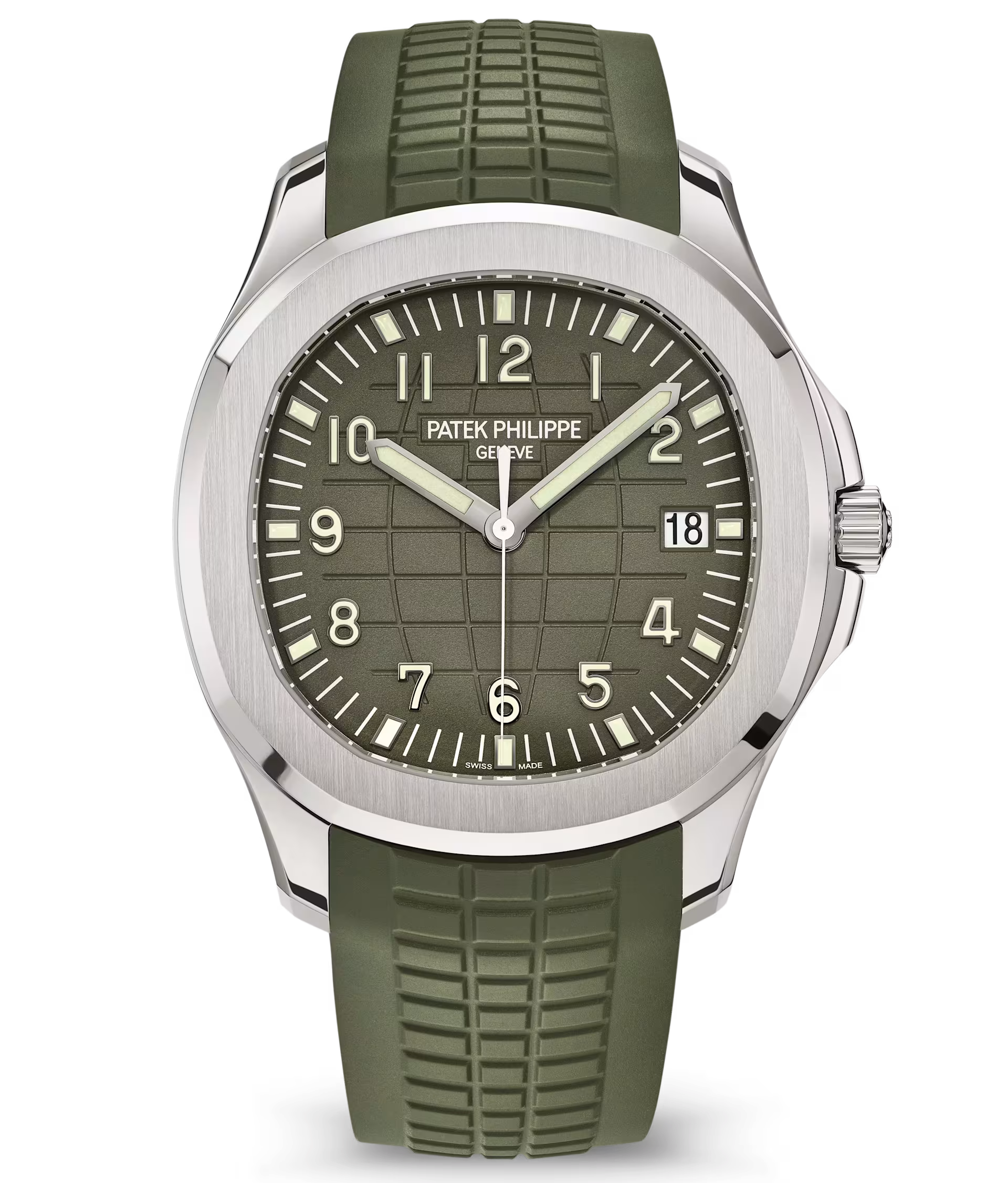 Patek Philippe Aquanaut 5168G-010 Jumbo Khaki Green Dial 18K White Gold Khaki Green Rubber Strap