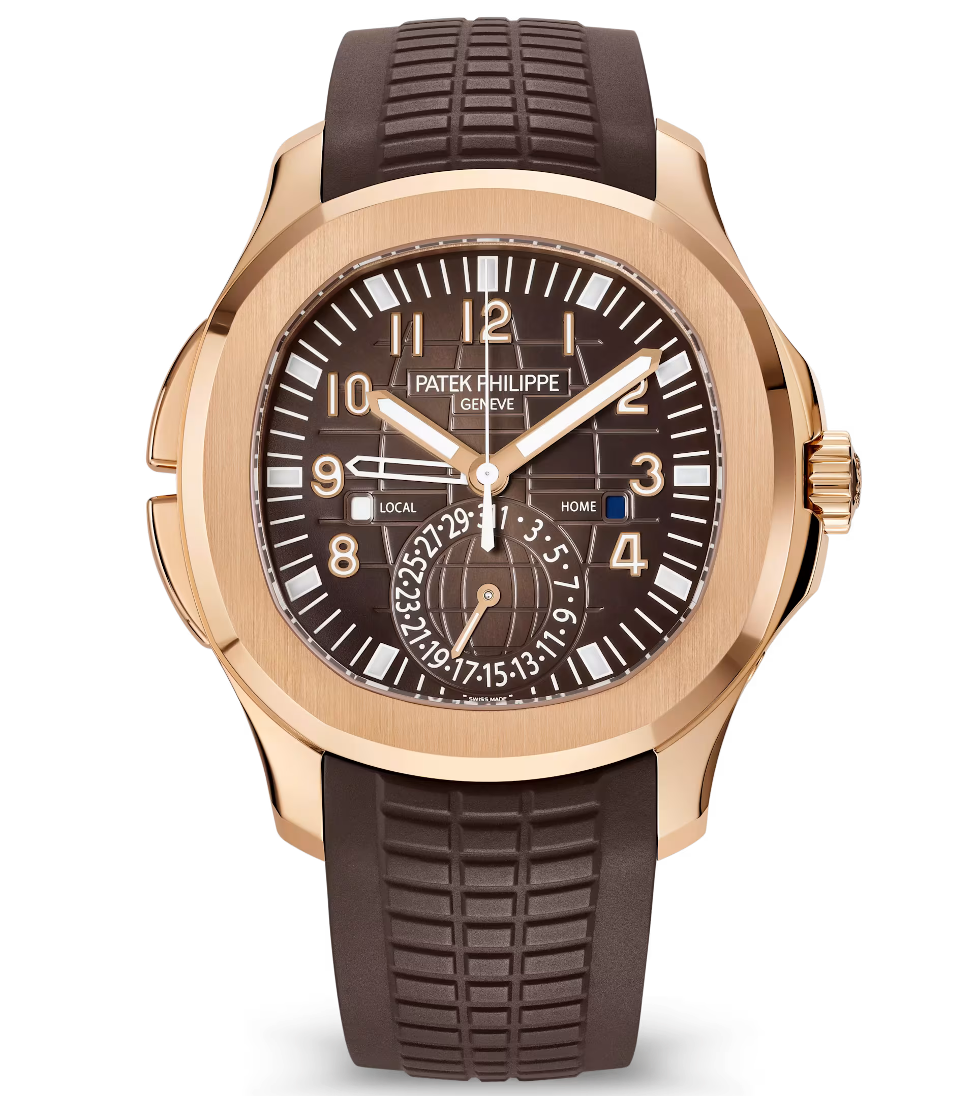 Patek Philippe Aquanaut 5164R-001 Brown Dial Travel Time 40.8mm 18K Rose Gold Brown Rubber Straps