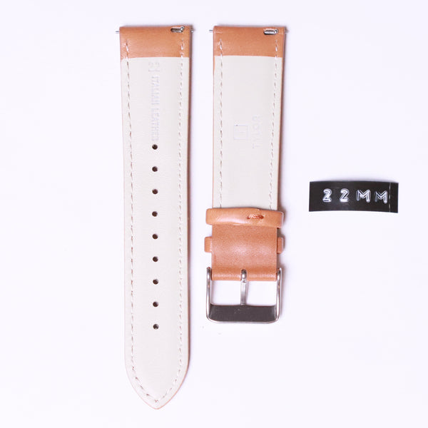 Tylor Italian Leather with stainless steel buckle " Brown Light havana" - 22mm - Azzam Watches 