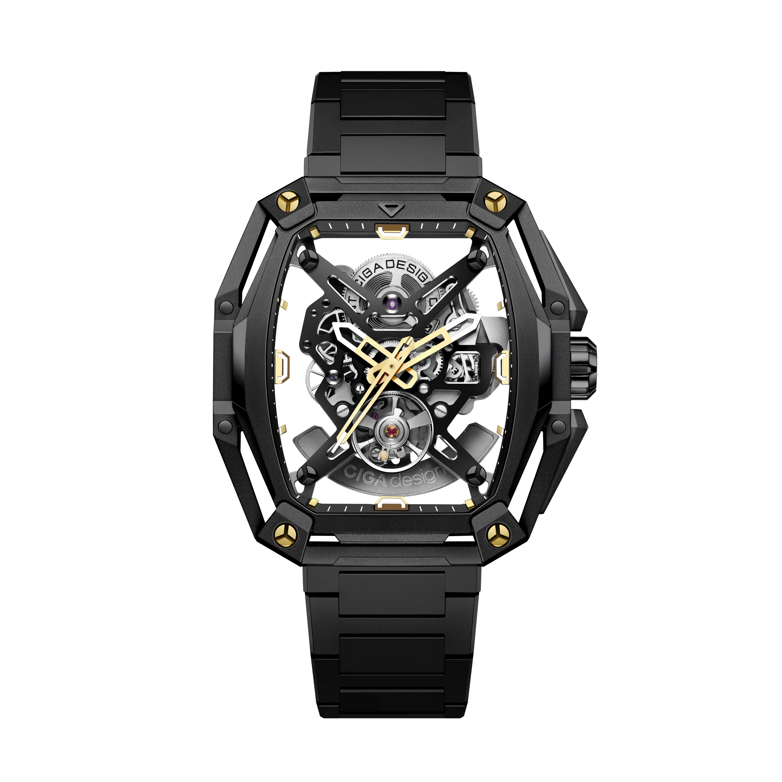 ساعة أوتوماتيكية CIGA design · لون ذهبي عيار 43 ملم طراز HUNTER