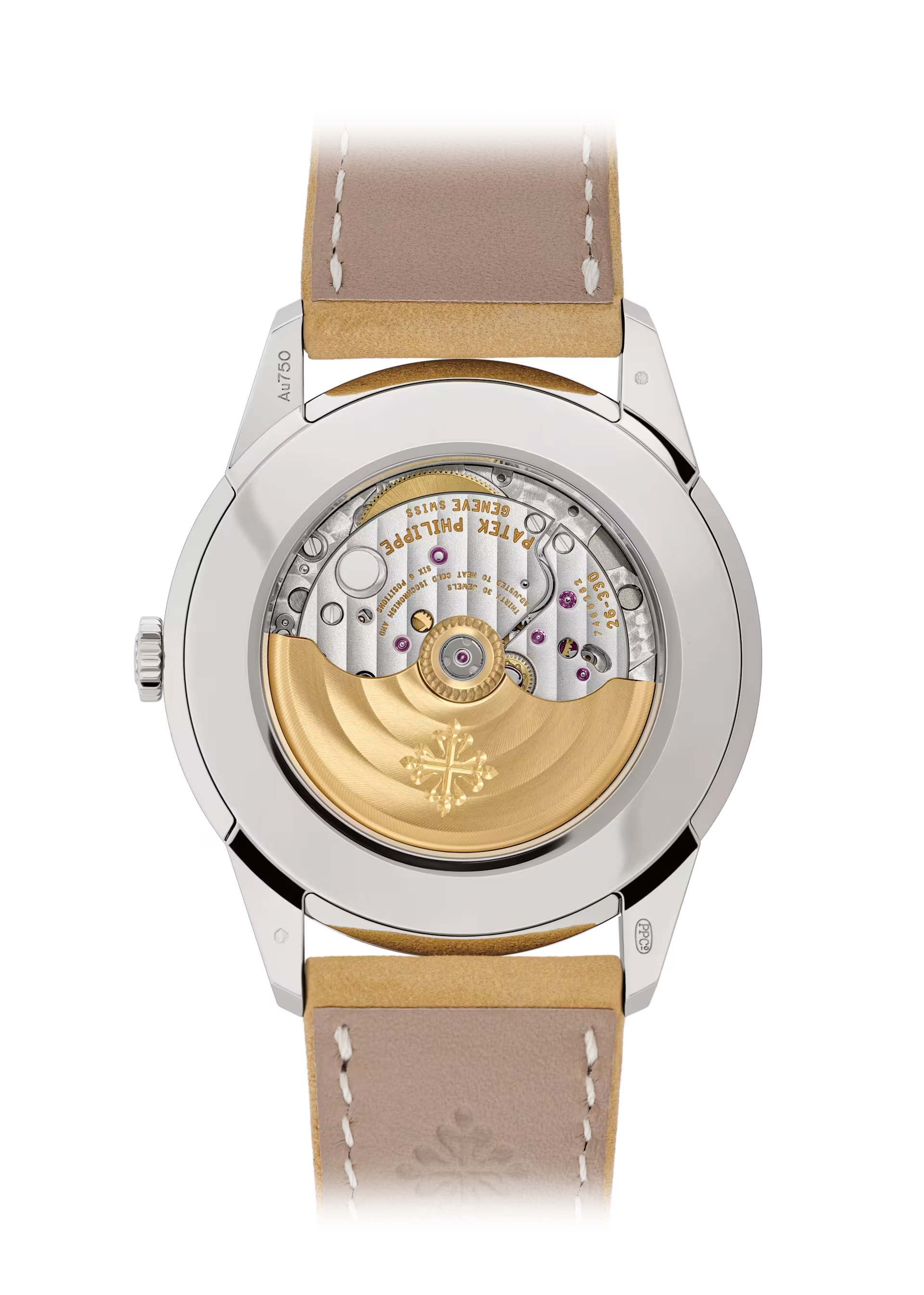 ساعة باتيك فيليب كالاترافا 5226G-001 للرجال، مصنوعة من الذهب الأبيض عيار 18 قيراطًا، بمينا رمادي فحمي مزخرف، قطرها 40 مم