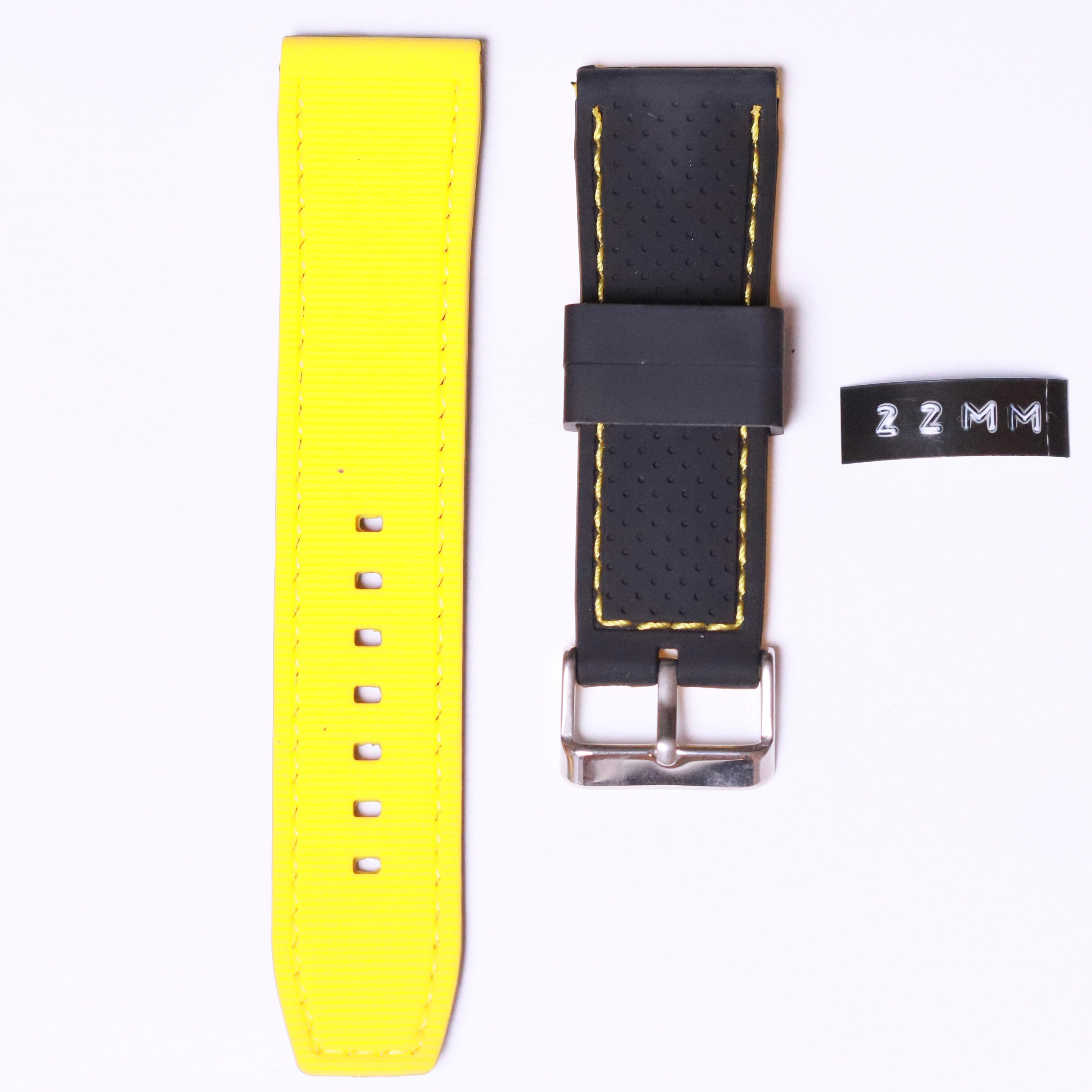 Anti-Bacterial Black x Yellow rubber band 22mm - Azzam Watches 