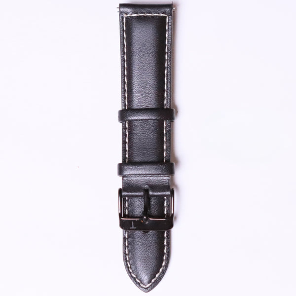 Tylor Italian Leather with Black Steel buckle " Black and white silk " - 22mm - Azzam Watches 