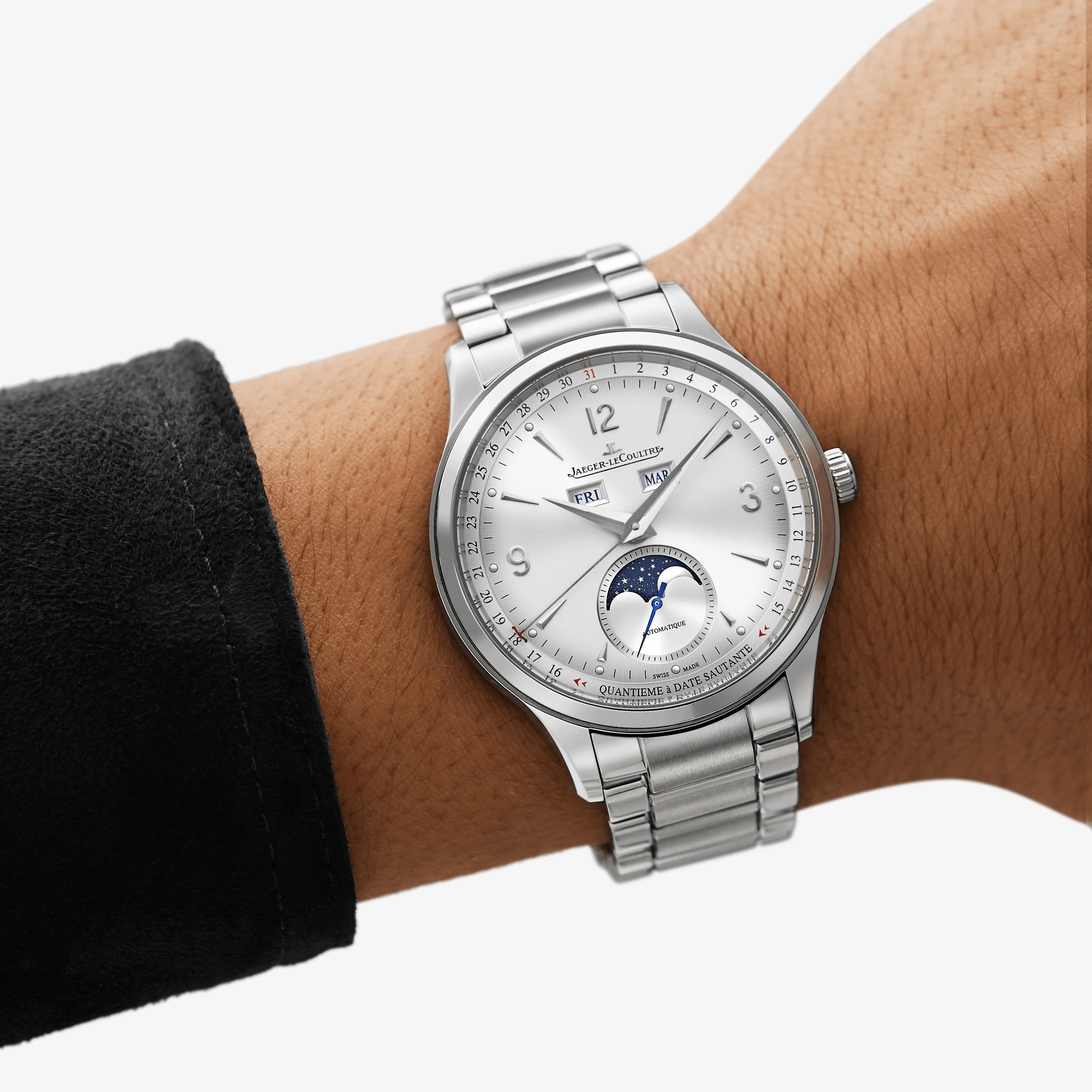Master Control 40 mm Automatic Steel Calendar Moon Phase Watch Jaeger-LeCoultre