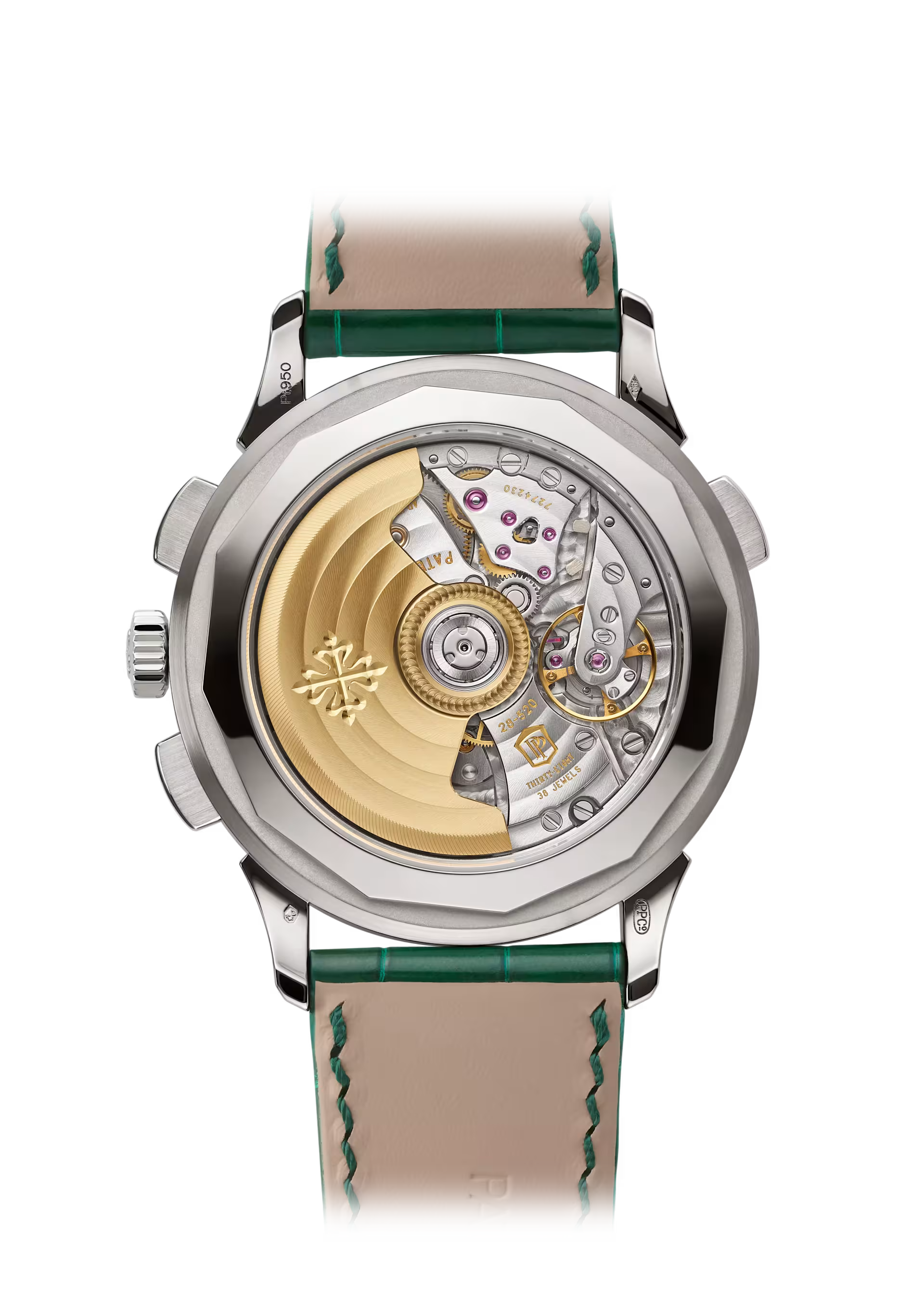 ساعة باتيك فيليب العالمية 5930P-001 كرونوغراف فلايباك، مينا أخضر بلاتيني