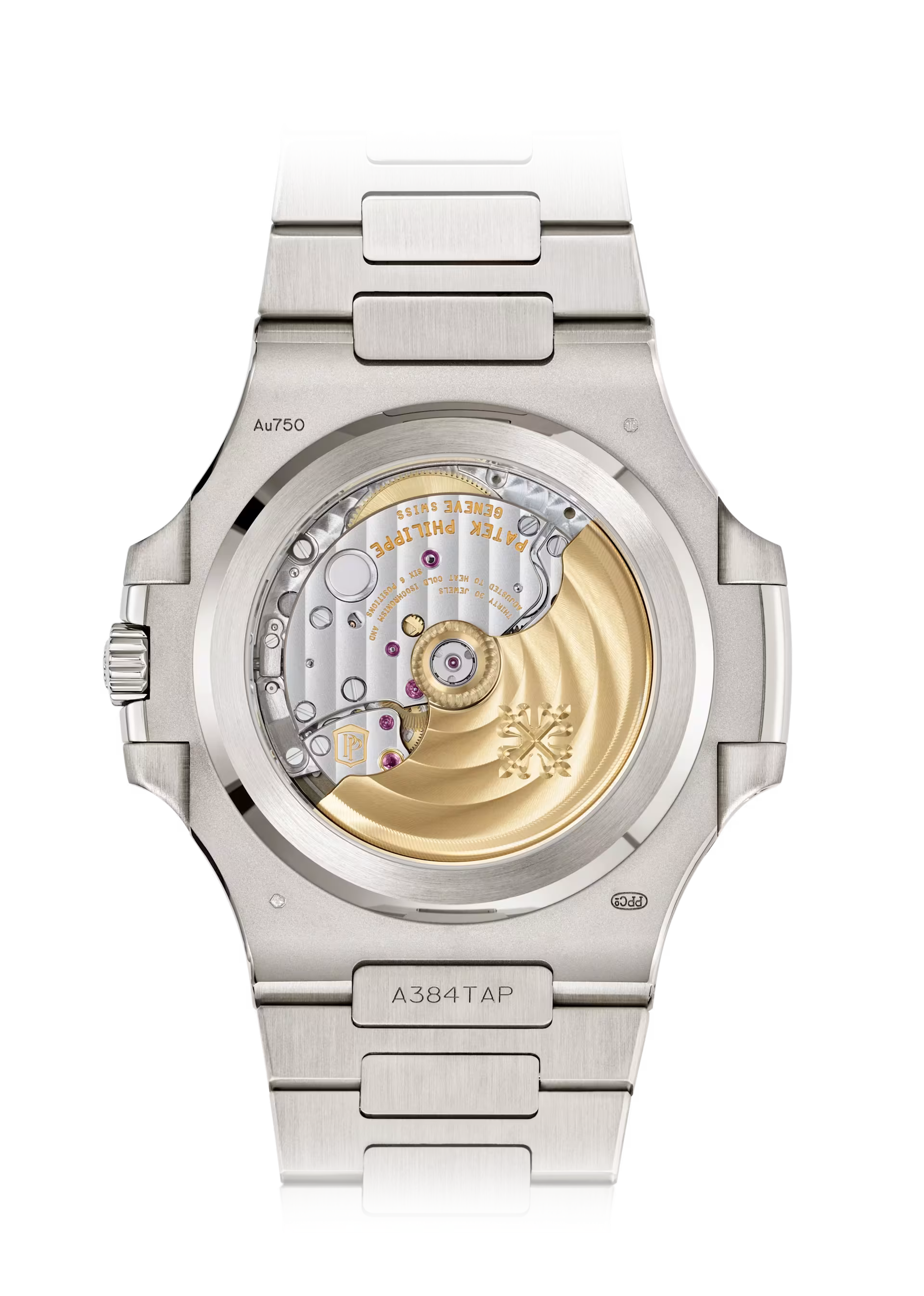 ساعة باتيك فيليب نوتيلوس 5811/1G-001، مؤشرات زرقاء بنمط أشعة الشمس، ذاتية التعبئة، ذهب أبيض عيار 18 قيراط، مينا أزرق