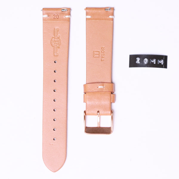 Tylor American Leather with Rose Gold buckle " Havana " 20mm - Azzam Watches 