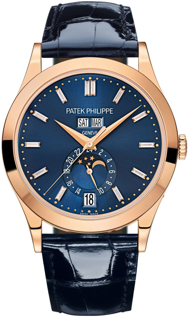Patek Philippe Complications 5396R-015 Annual Calendar Moon Phase Blue Dial 38.5Mm 18K Rose Gold