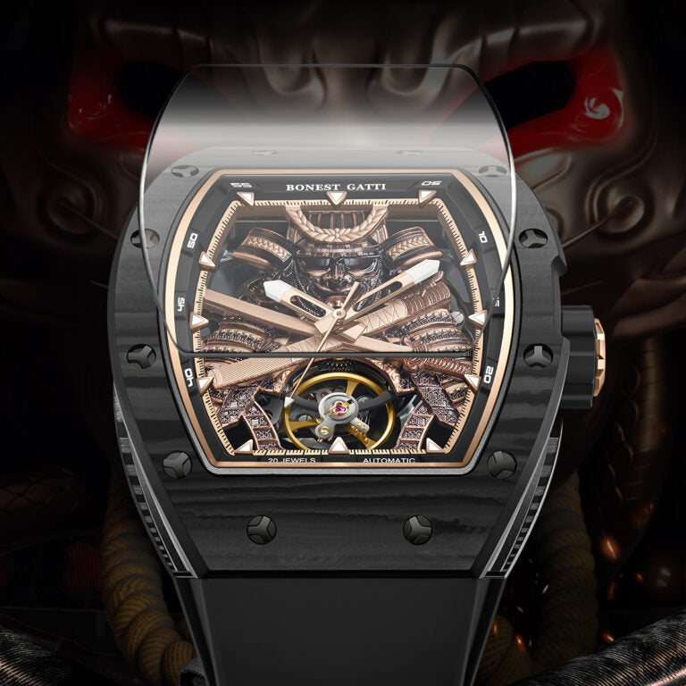 Luxury watch with intricate design on a dark background