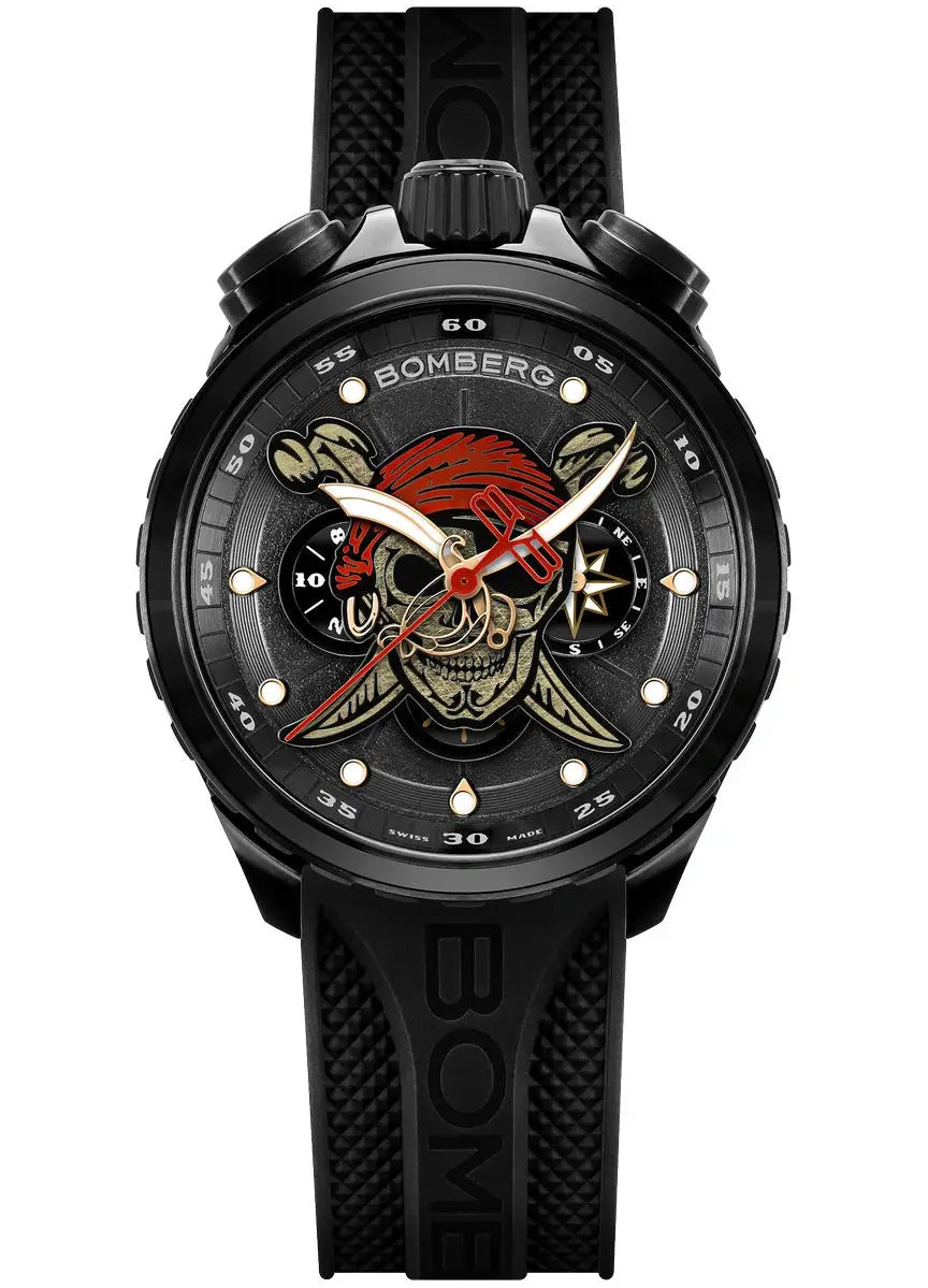 BOMBERG HERITAGE PIRATE SKULL RED
