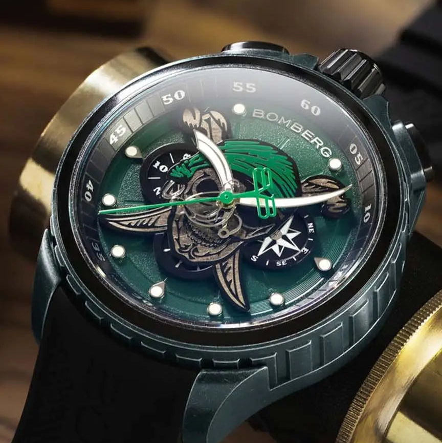 BOMBERG HERITAGE PIRATE SKULL GREEN