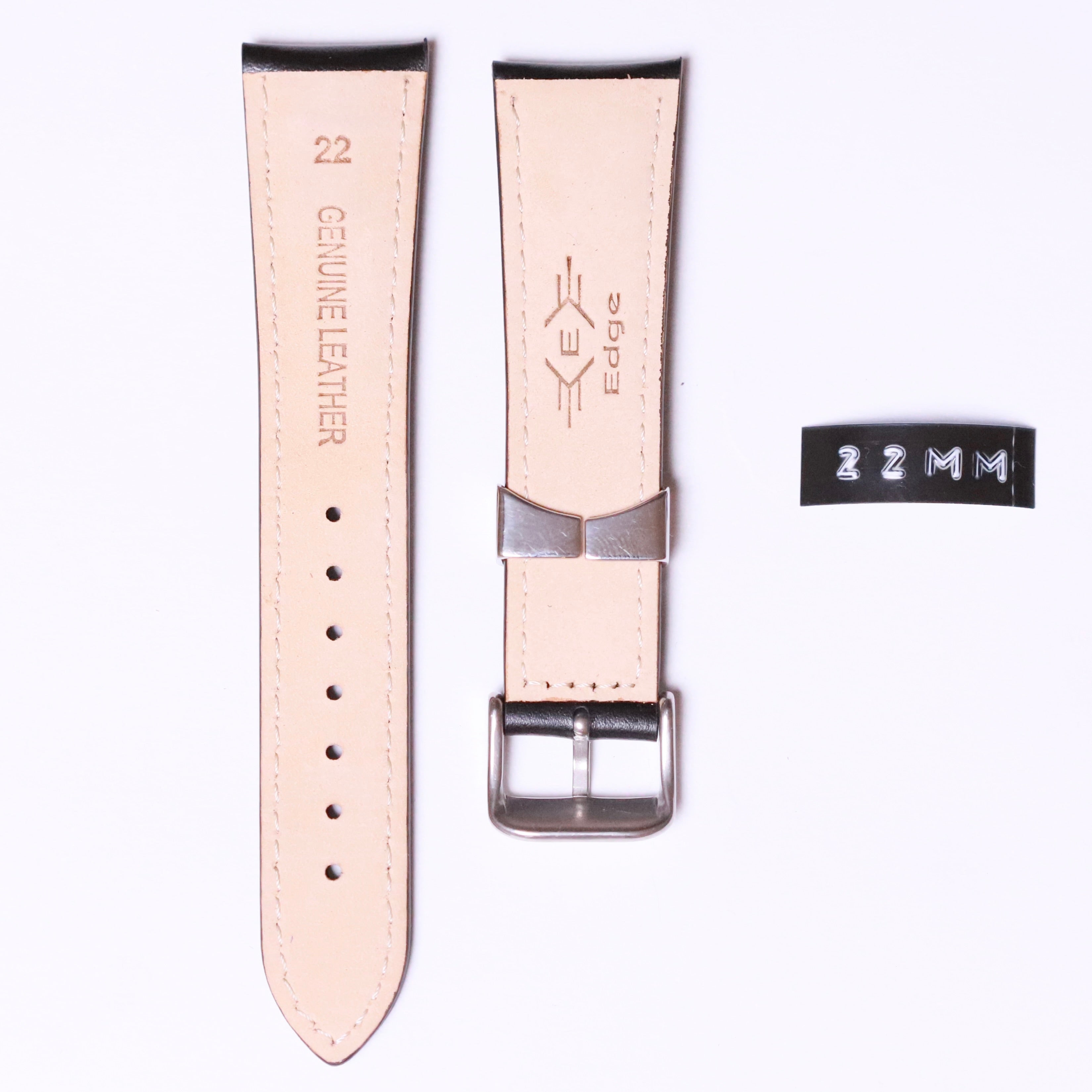 Edge High Quality cow leather 22mm " Black and Steel Buckle " - Azzam Watches 