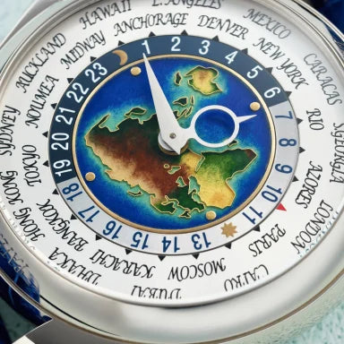 ساعة باتيك فيليب غراند كومبليكايشنز 5131G-001، ساعة توقيت عالمي، 39.5 مم، ذهب أبيض، سوار جلد أسود، ساعة رجالية