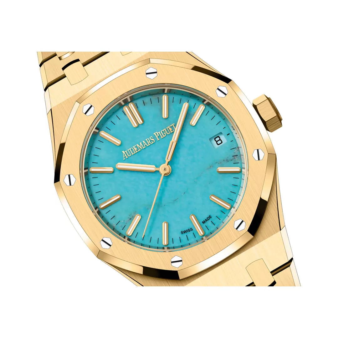 Audemars Piguet Royal Oak 15550BA.OO.1356BA.01 Yellow Gold 37mm Turquoise Dial