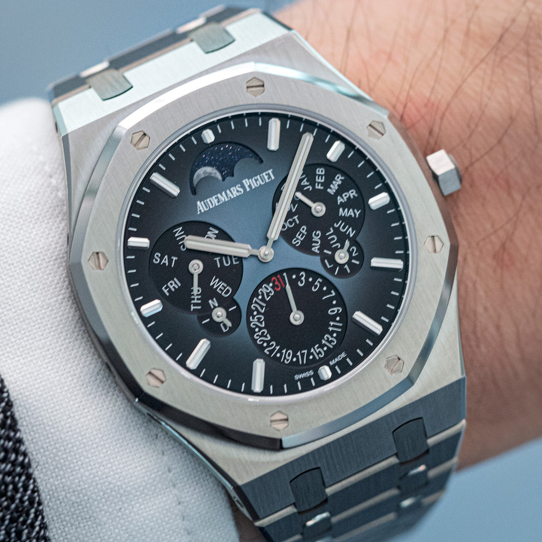 Audemars Piguet Royal Oak 26586TI.OO.1240TI.01 Perpetual Calendar Ultra-Thin Ltd. Edition Blue Dial 41mm Men’s Watch