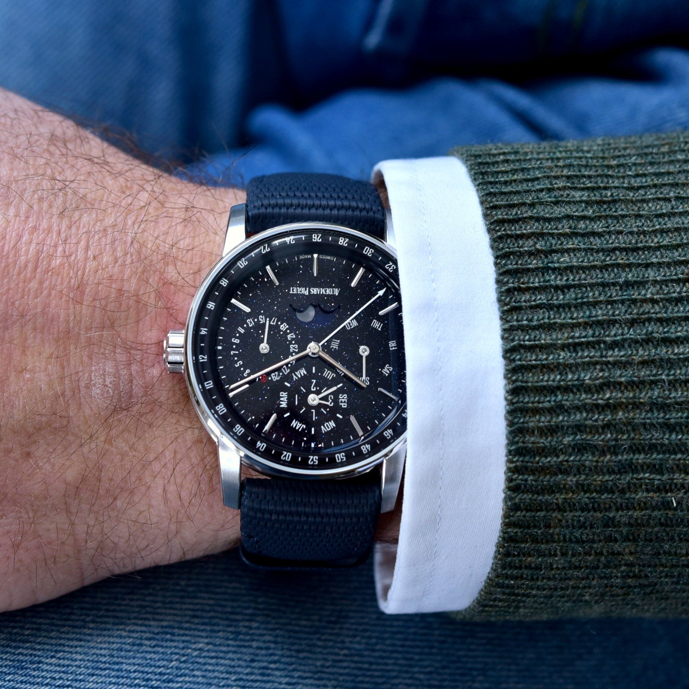 Audemars Piguet Code 11.59 26394Bc.Oo.D027Kb.01 Blue Aventurine Dial Perpetual Calendar 41Mm 18K White Gold Men’S Watch