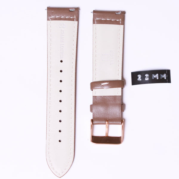 Tylor Italian Leather with rose gold buckle " Brown - 22mm " - Azzam Watches 