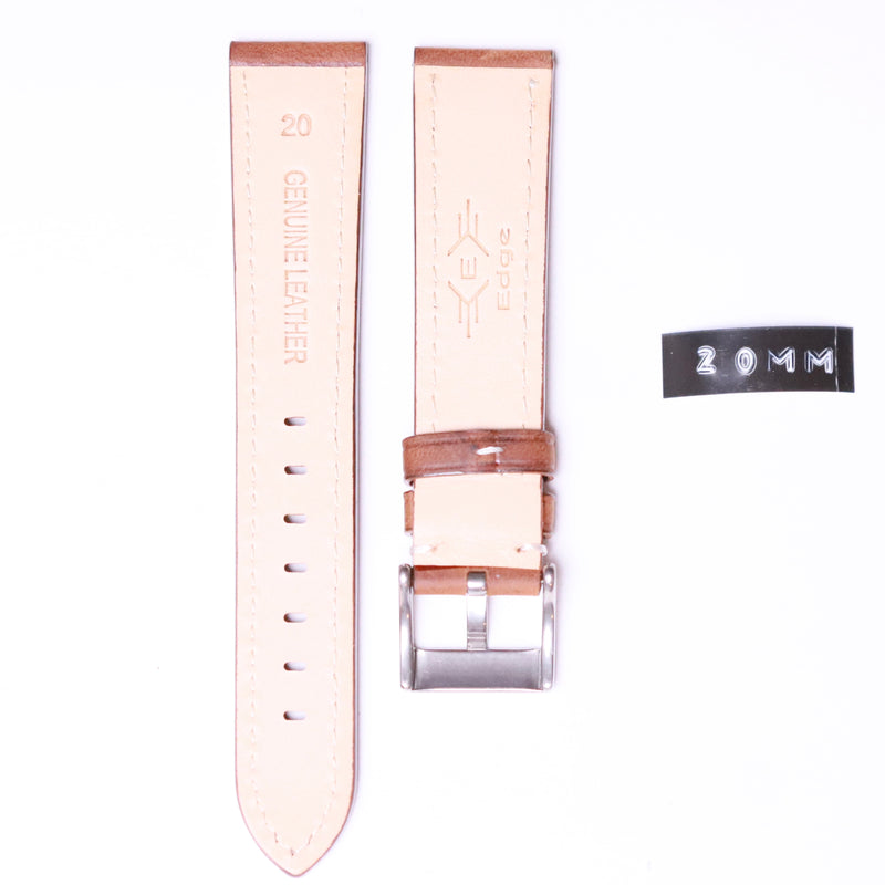 Edge High Quality cow leather 20mm " Light Brown " - Azzam Watches 