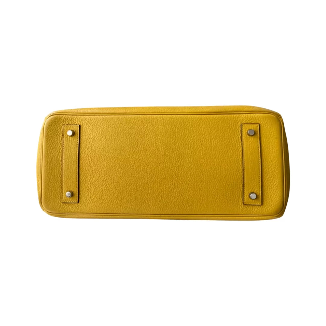 حقيبة يد هيرميس بيركين 42 صفراء من جلد التوريلون مع إكسسوارات من البالاديوم