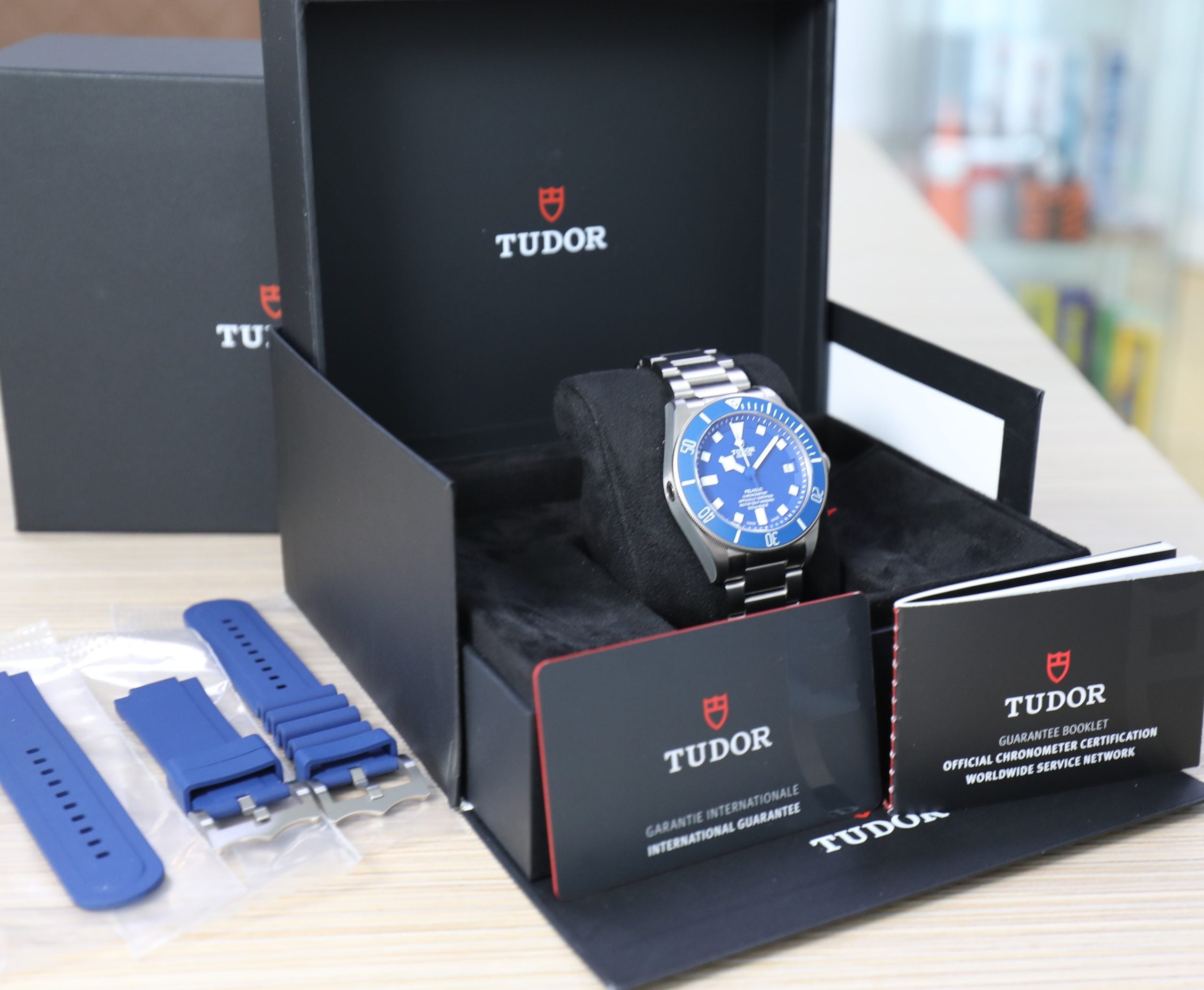 Tudor Pelagos Blue Dial – Titanium – 42mm – 2023 – New – With Extra Rubber Strap – Full Set - Azzam Watches 