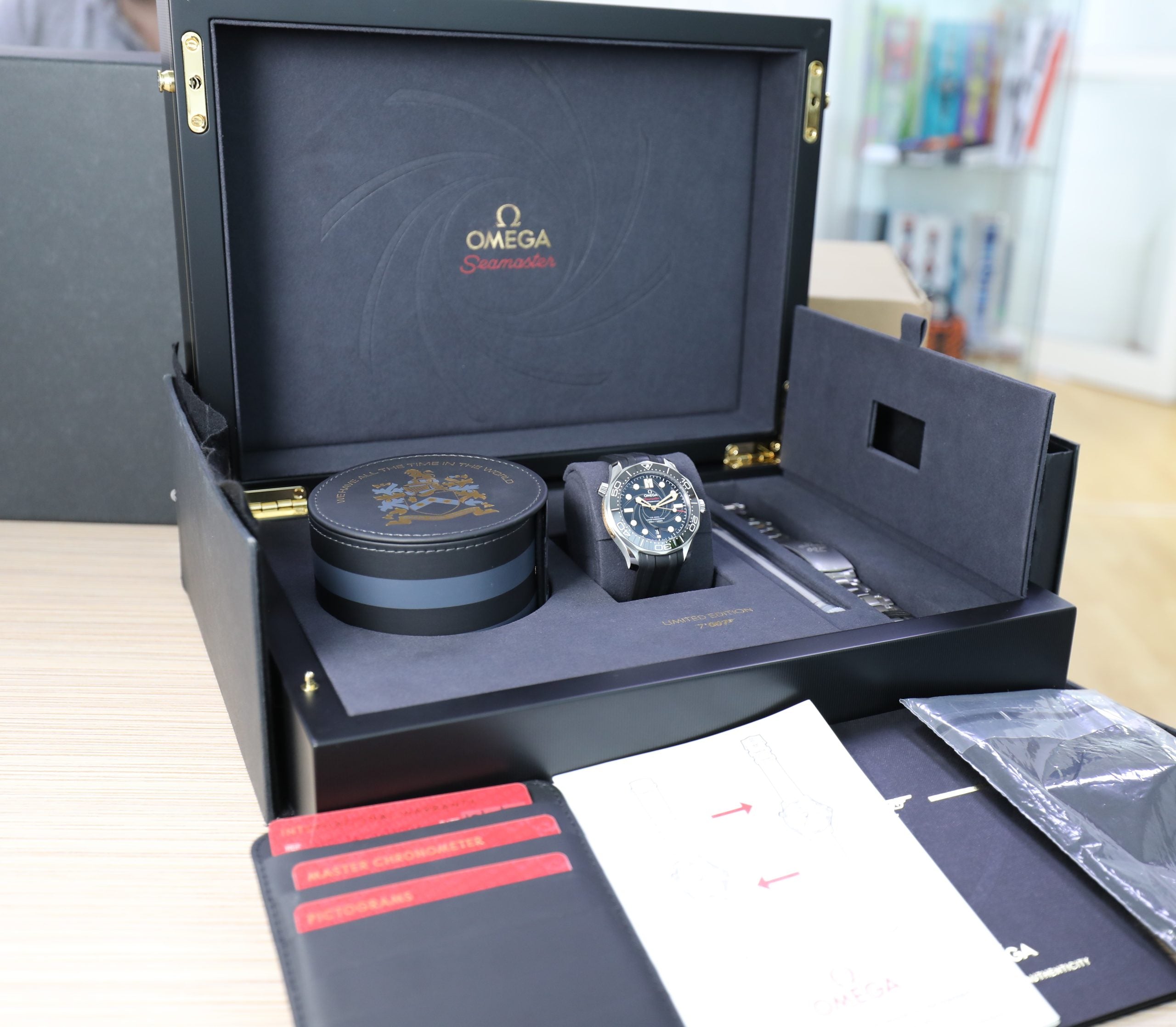 Omega Seamaster Diver 300M James Bond Anniversary Limited Edition – Unworn in stickers Full Set - Azzam Watches 