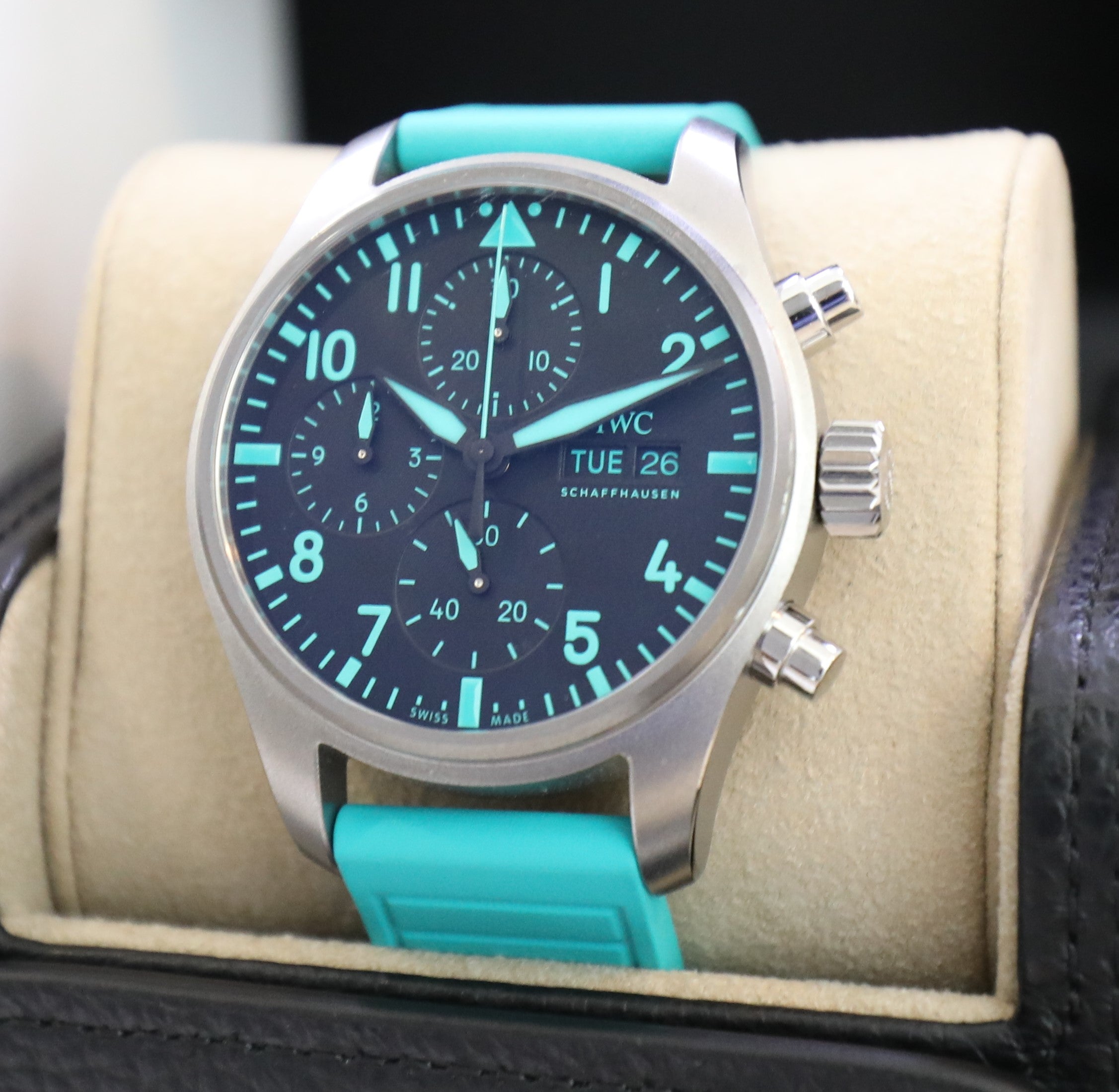 IWC Pilot Chronograph 41mm – Mercedes-AMG Petronas Formula One Limited Edition – New – Full Set - Azzam Watches 