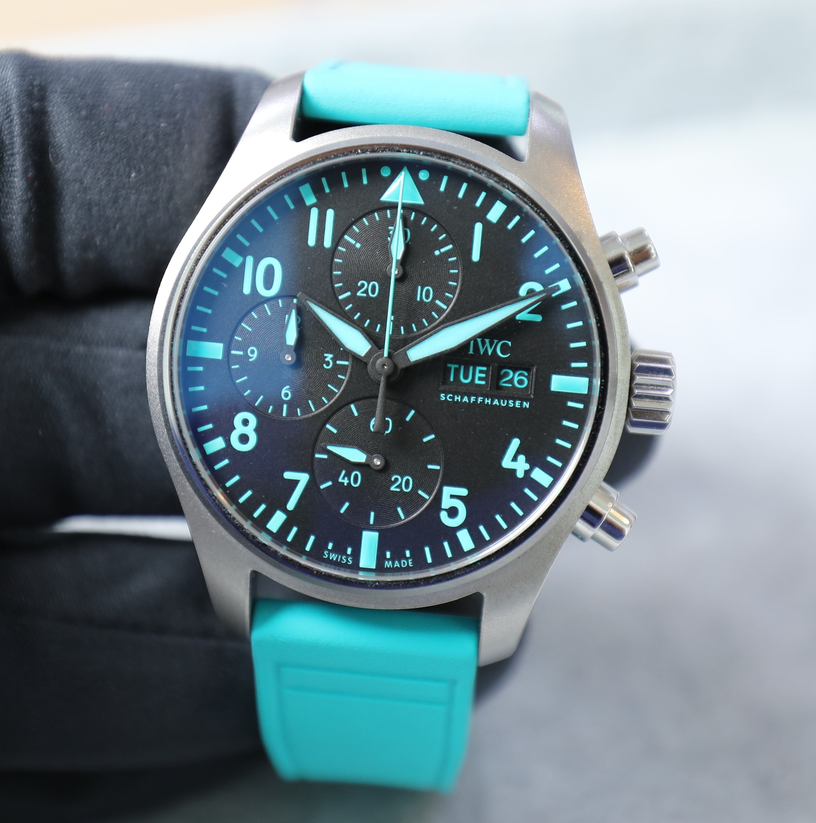 IWC Pilot Chronograph 41mm – Mercedes-AMG Petronas Formula One Limited Edition – New – Full Set - Azzam Watches 