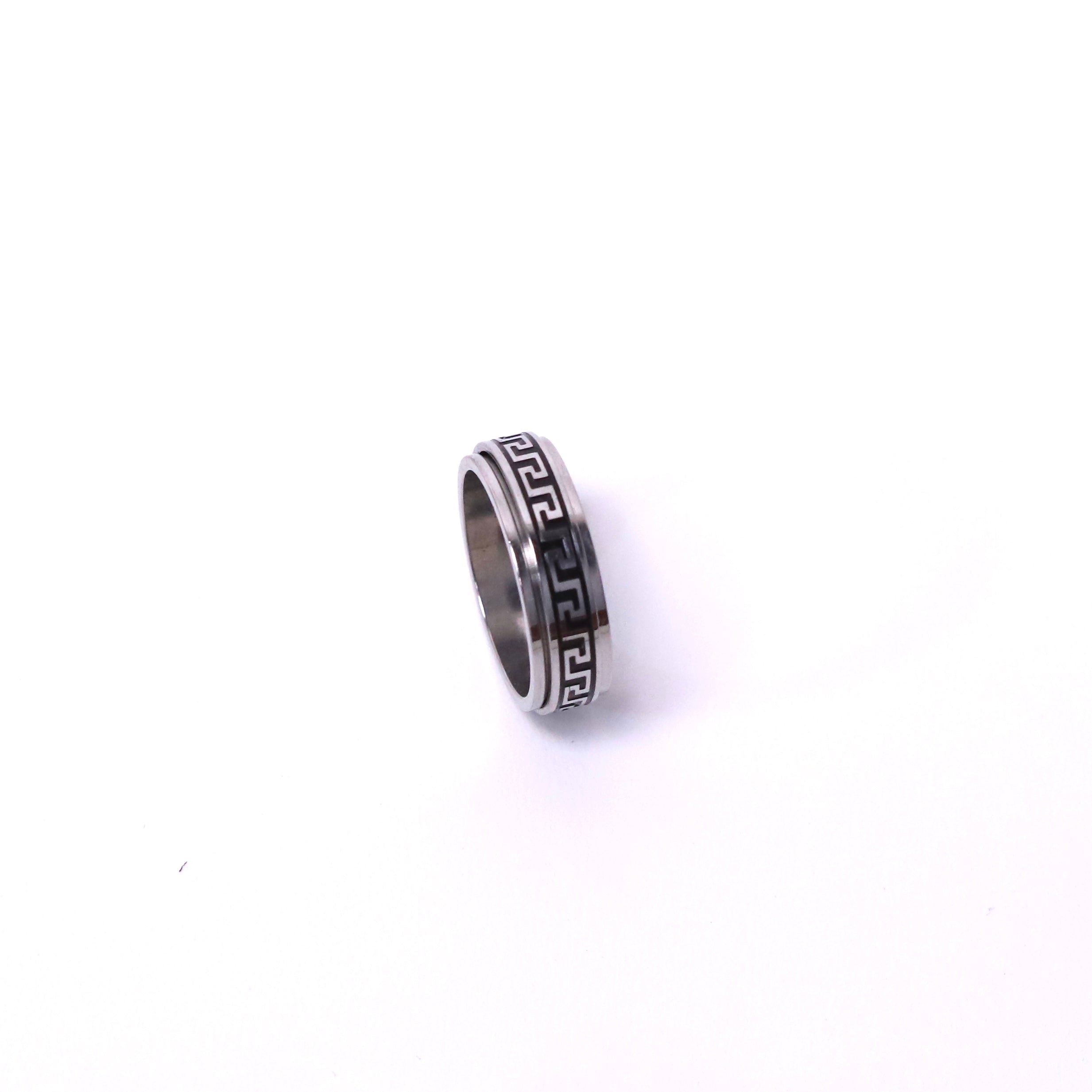 Stainless Steel Ring with Versace texture