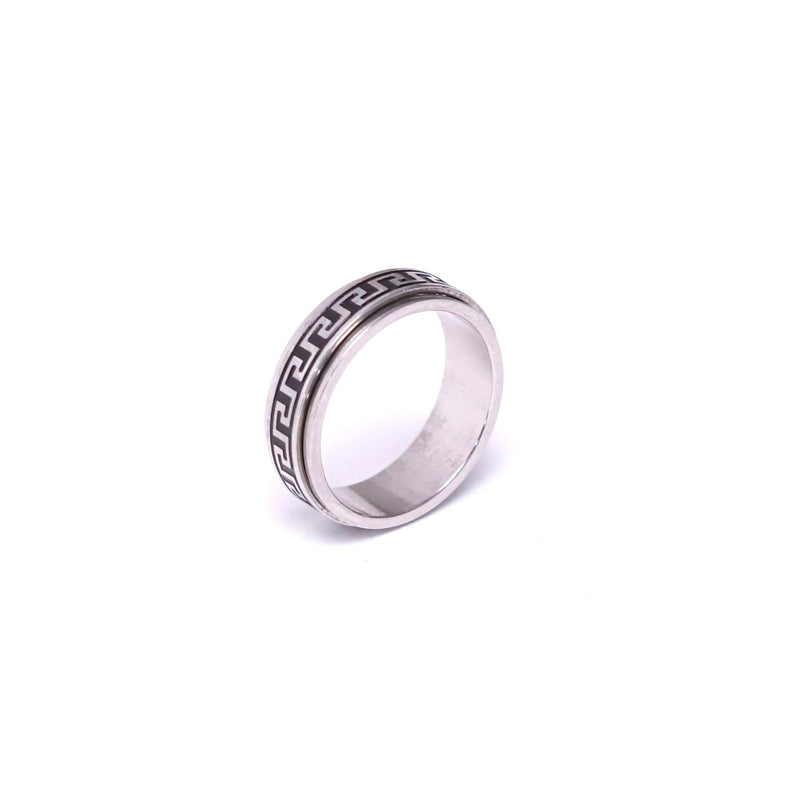 Stainless Steel Ring with Versace texture