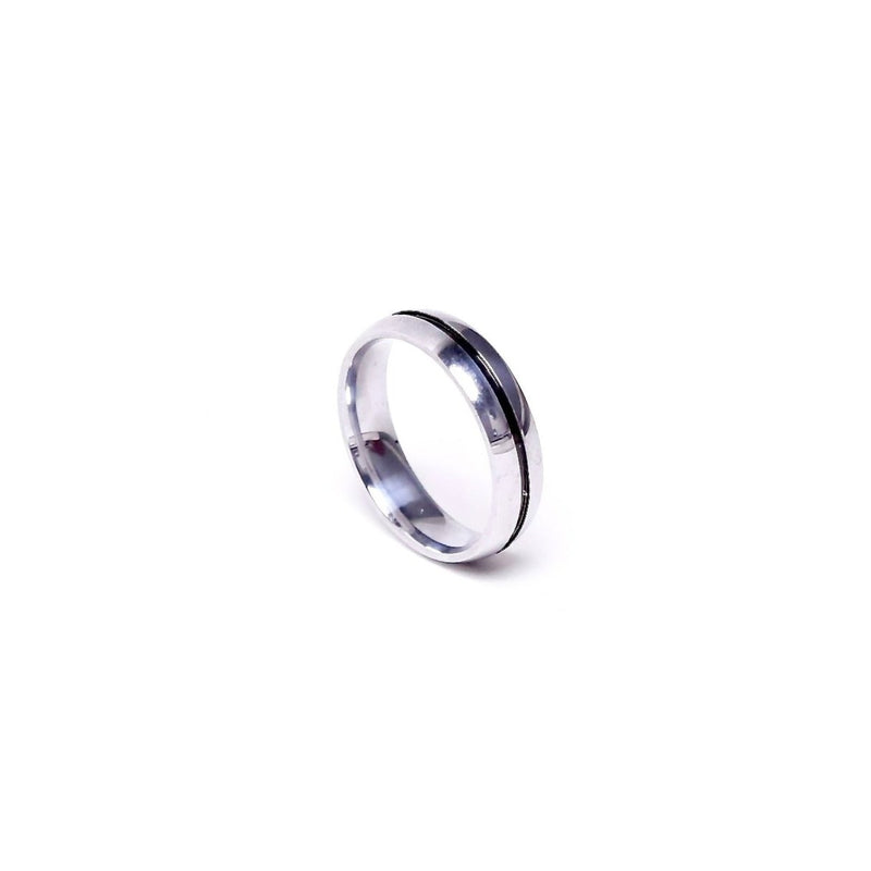 Stainless steel ring with black line