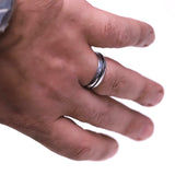 Stainless steel ring with black line