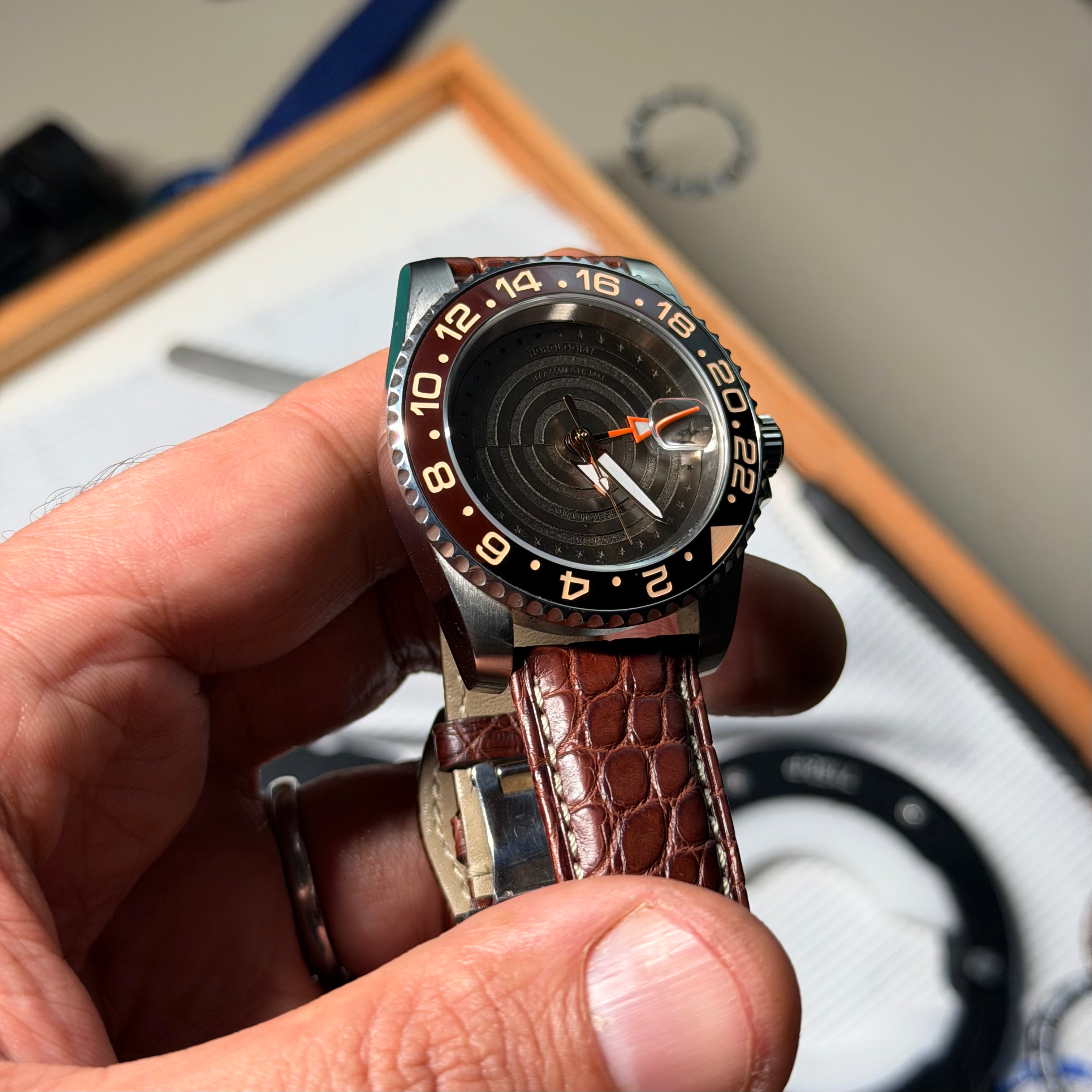 The Concentric GMT: Thermal Steel & Crocodile Edition Horologist