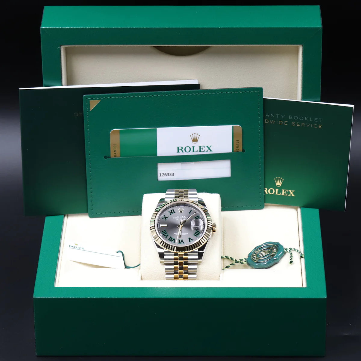 Rolex Datejust 126333 SLGRJ Fluted Bezel Slate Green Roman Dial 41Mm Oystersteel Jubilee Bracelet Men’S Watch