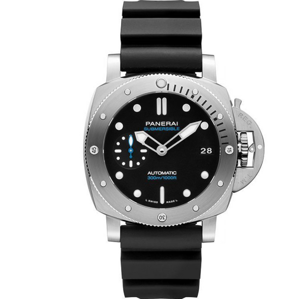 Panerai Luminor Submersible Pam00973 Black Dial 42Mm Stainless Steel Black Rubber Straps Men’S Watch - Azzam Watches 