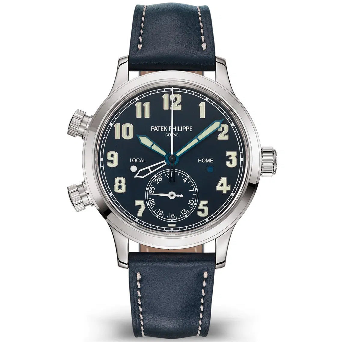 Patek Philippe Complications Calatrava 7234G-001 Blue Varnished Pilot Travel Time 18K White Gold