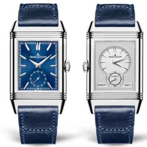 Jaeger-Lecoultre Reverso Tribute Duoface Q3988482 Blue And Grey Dial 47 X 28.3 Mm Stainless Steel Blue Leather Strap Men’S Watch
