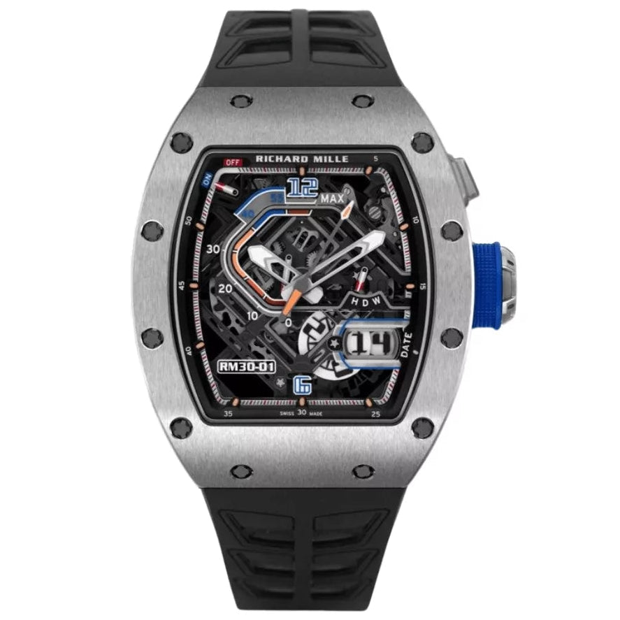 Richard Mille RM30-01 TI Automatic Winding with Declutchable Rotor Titanium 42mm Skeleton Dial Mens Watch