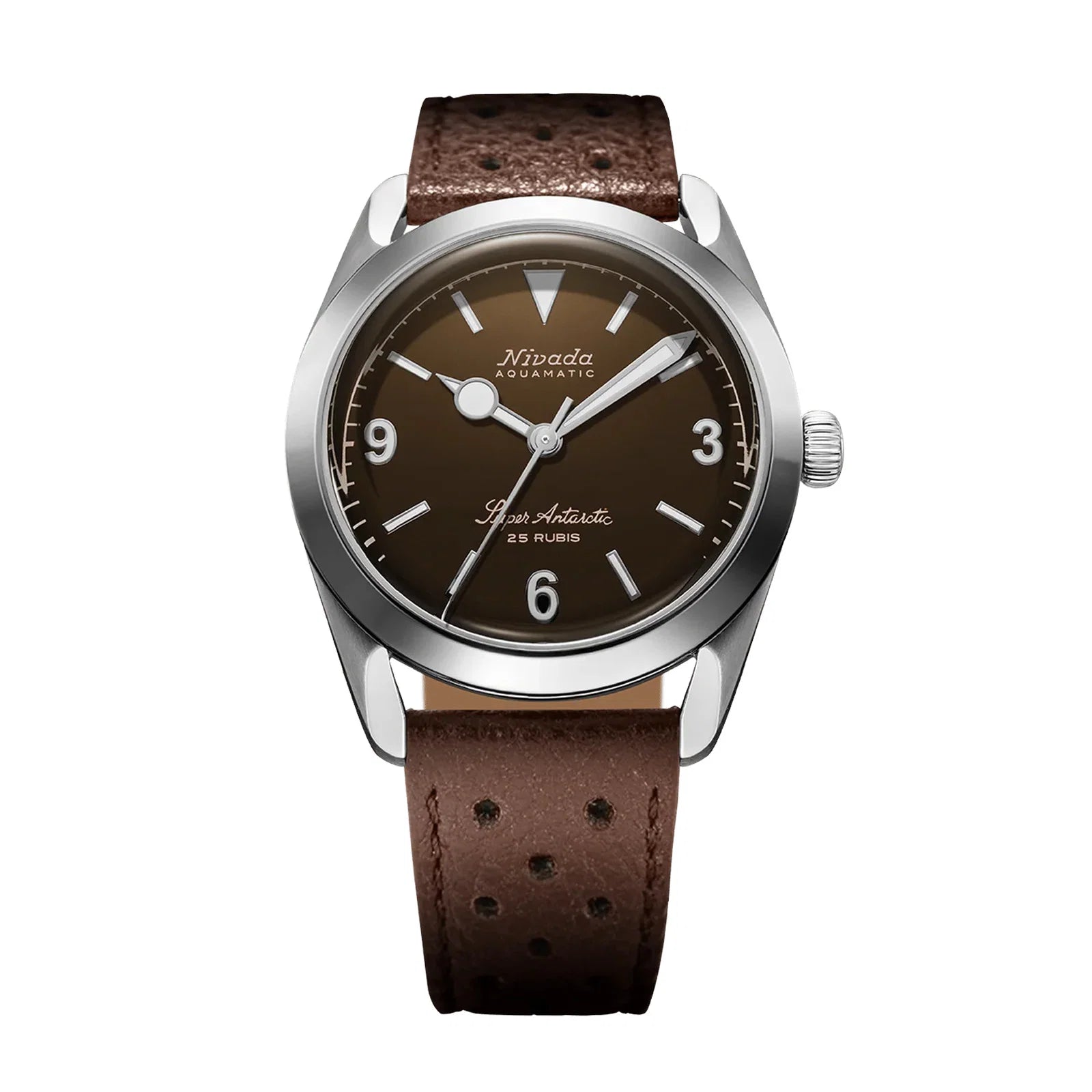 Super Antarctic 3.6.9 Brown No Vintage Effect - White Luminous - 38mm 32040A Nivada Grenchen