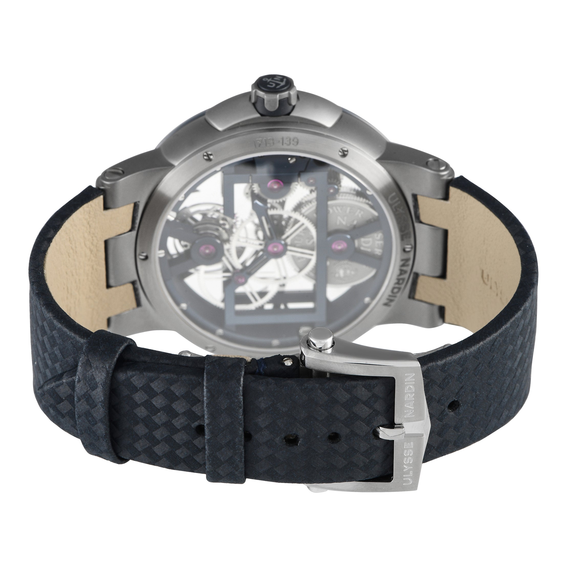 ساعة أوليس ناردين التنفيذية ذات الهيكل العظمي والتوربيون المصنوعة من التيتانيوم بقطر 45 مم للرجال 