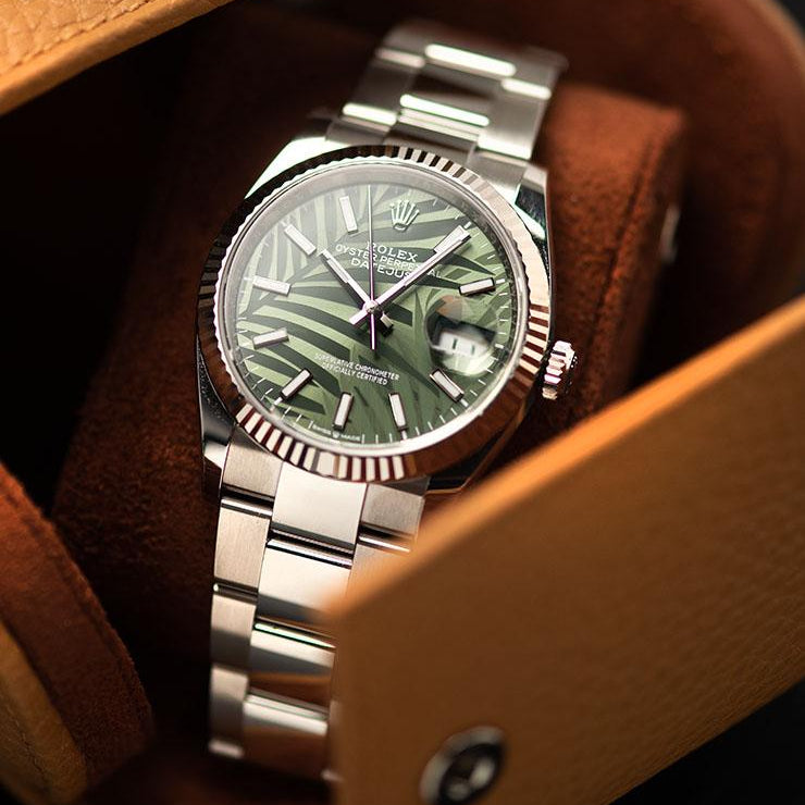 Rolex Datejust 126234 OGPMIJ 36Mm Olive Green Palm Unisex Watch