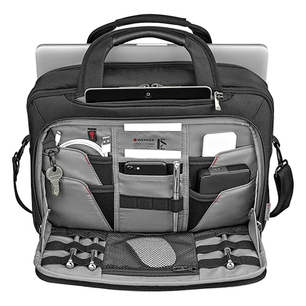 WENGER 11.6-13.3 INCH LAPTOP BRIEFCASE, 10 LITERS BLACK SWISS DESIGNED-BLEND OF STYLE AND FUNCTION, W612269
