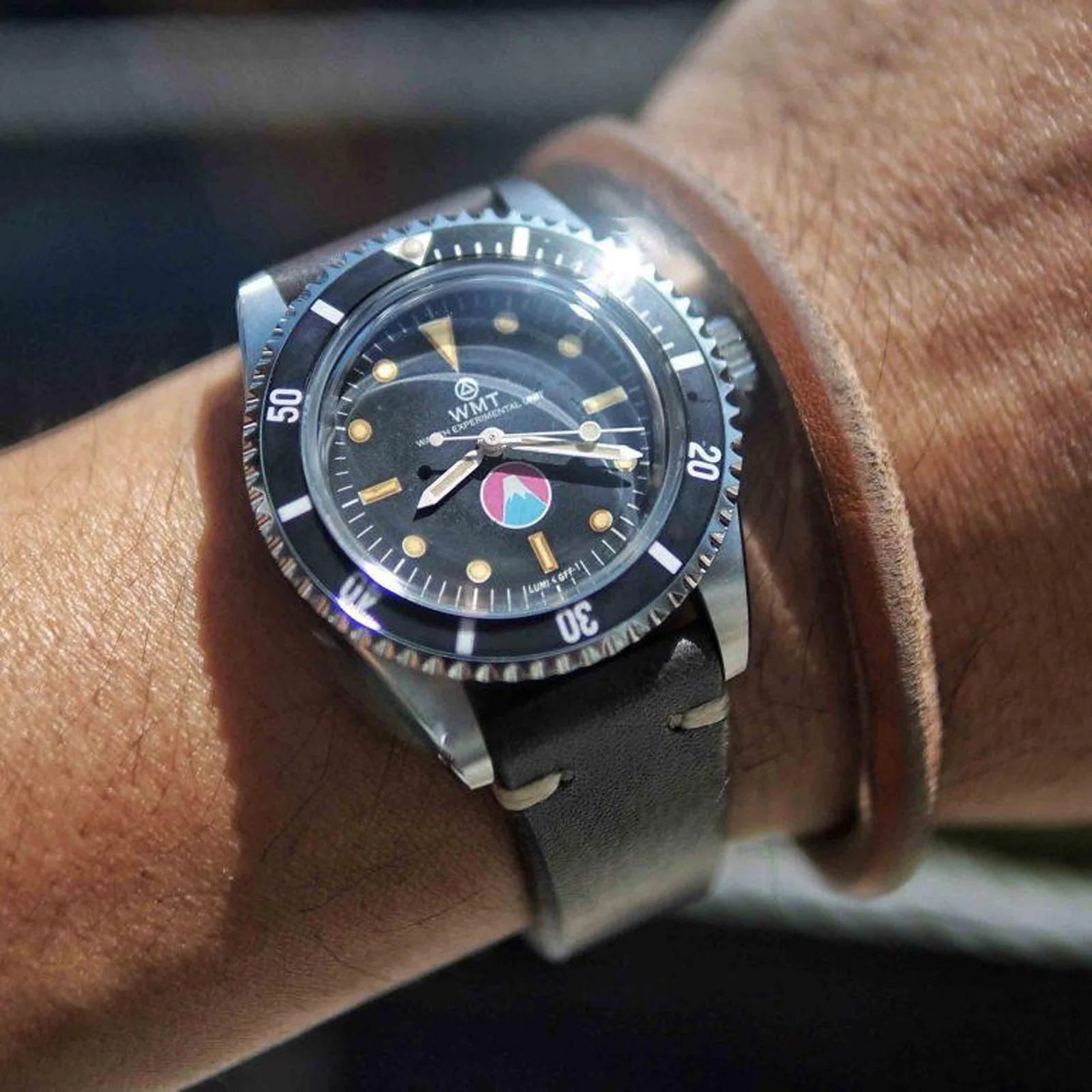 Royal Marine - Fuji Version (Aged)/ ANZIANO - Off Black Italian Leather Strap WMT-AB002 WMT