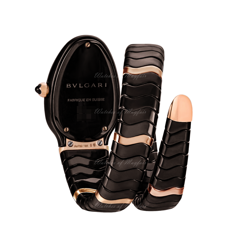 Bvlgari Serpenti 35Mm Treated Ceramic & 18K Rose Gold Ladies’ Watch